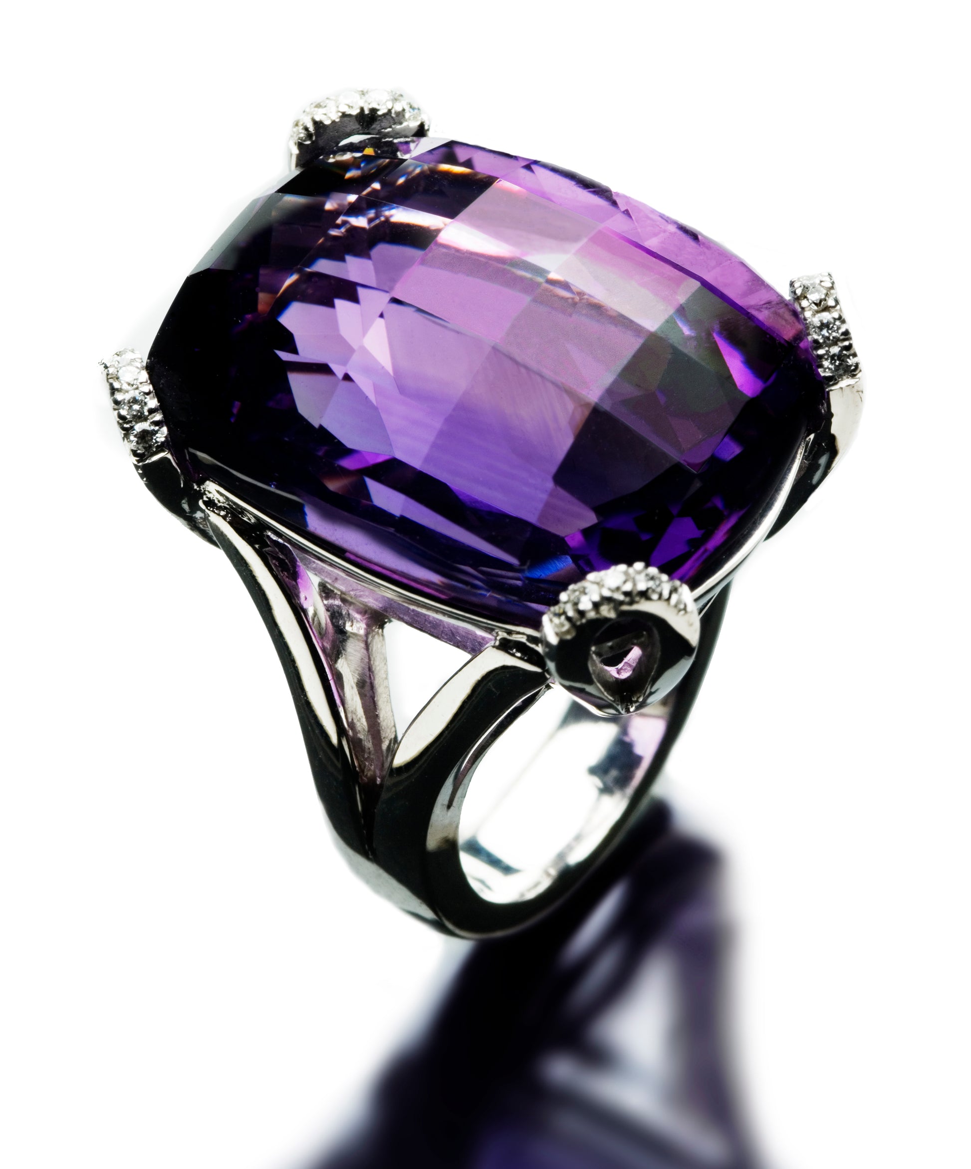 Dress ring with large African amethyst