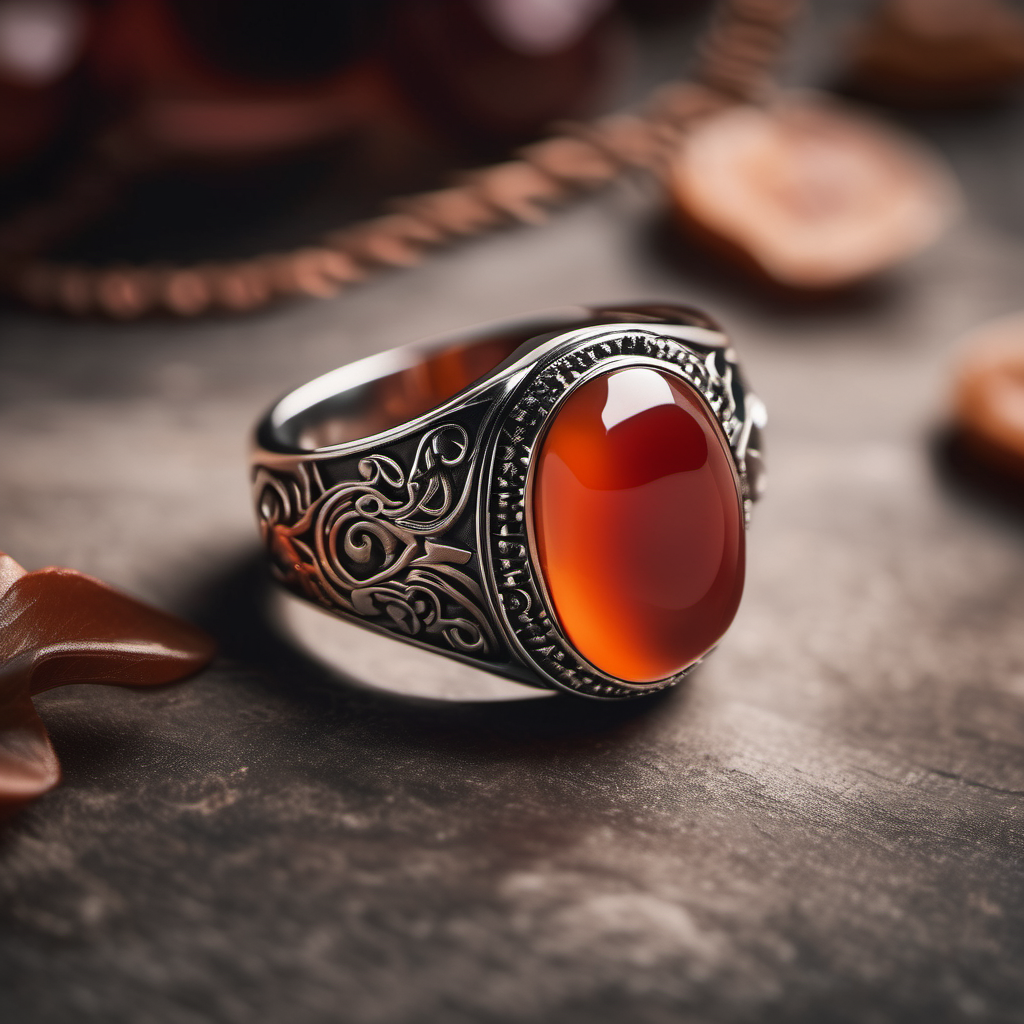 Red agate - carnelian ring