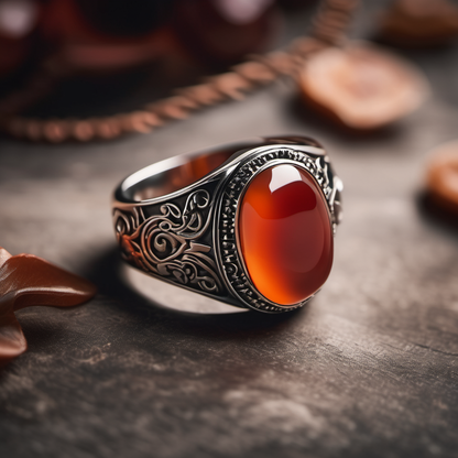 Red agate - carnelian ring