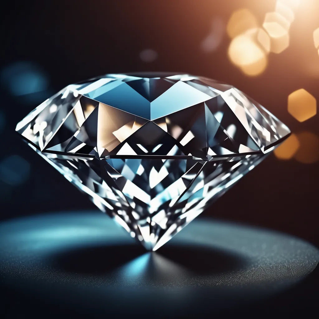 A single, faceted lab-grown diamond highlighting its clarity and shine.