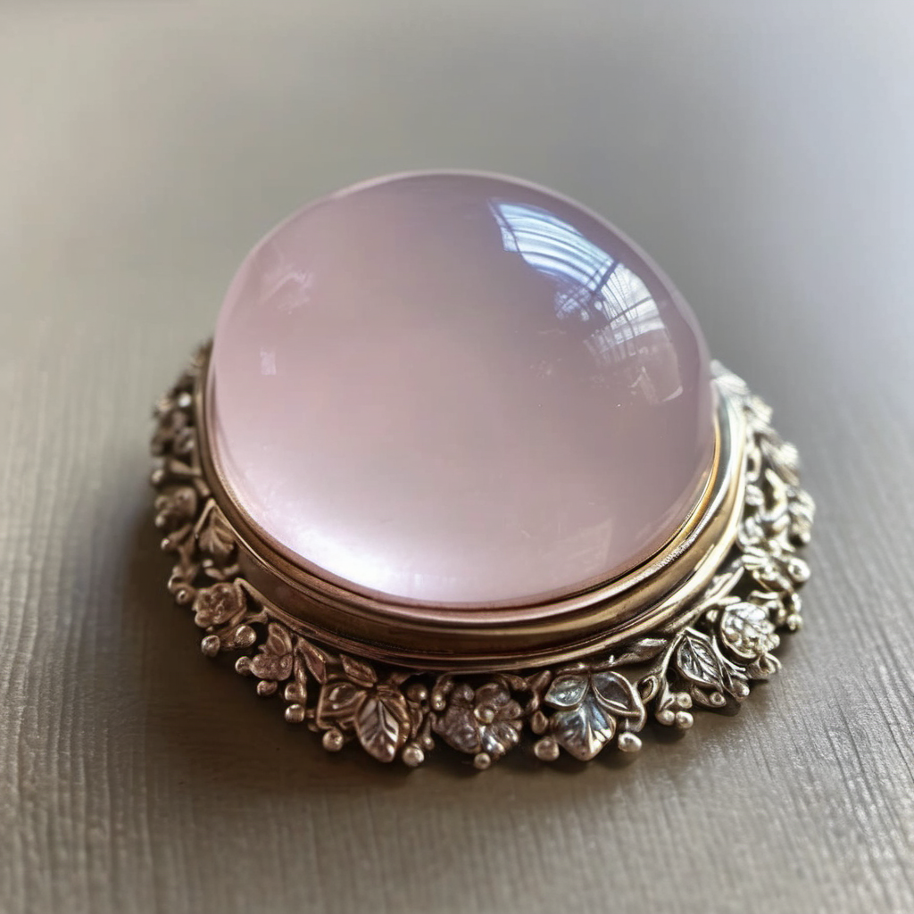 Natural rose quartz gemstone cabochon in translucent pink color