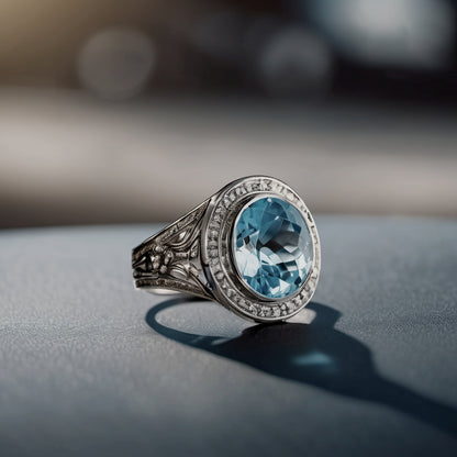 Sky blue topaz ring