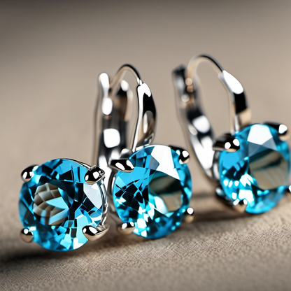 Swiss blue topaz and white gold earrings