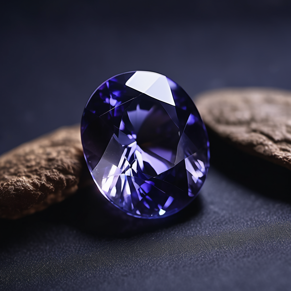 A single, large, mixed cut tanzanite gemstone with violet blue color
