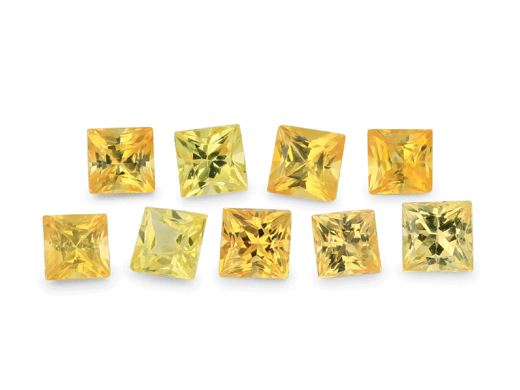 various shade of yellow sapphire princess cut