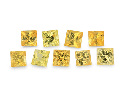 various shade of yellow sapphire princess cut